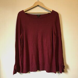 Romantic Burgundy Cashmere Blend Flared Tie Sleeve Sweater 0X